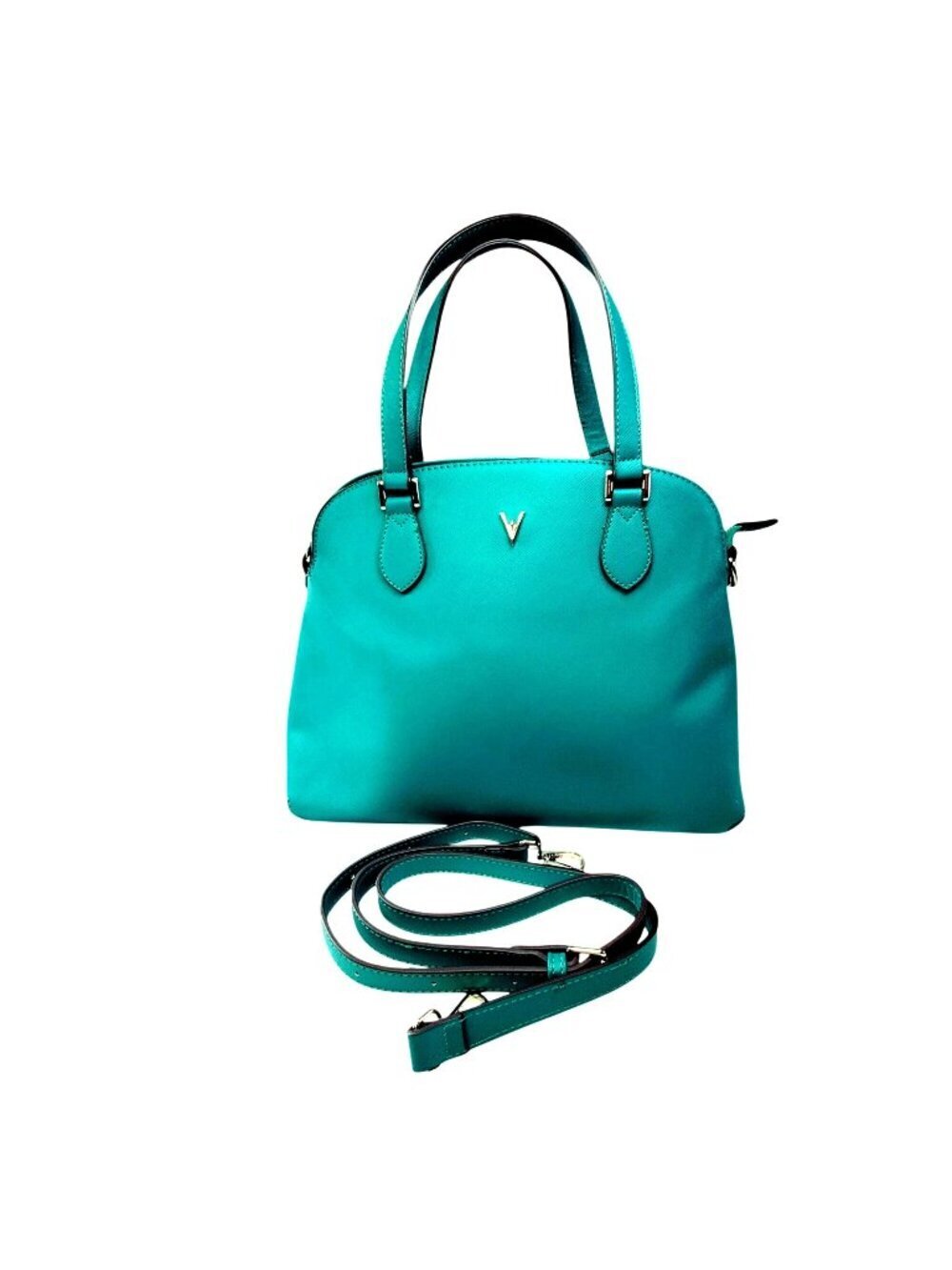 Vanessa Williams Purse Handbag Peacock Blue Teal Satchel Long Strap Like New